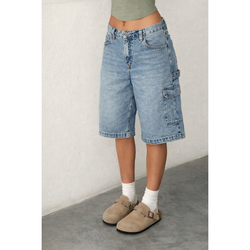 Y2K Low-Rise Baggy Bermuda Denim Shorts with Pockets -Vintage Jeans Size 17x15